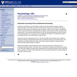 Learning Theory and Behavioral Psychology in Psychology 101 at AllPsych Online