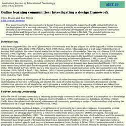 AJET 19(2) Brook and Oliver (2003) - online learning communities - a design framework