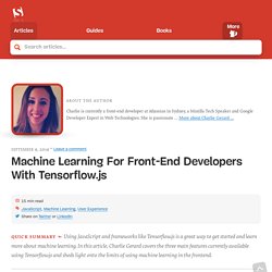 Machine Learning For Front-End Developers With Tensorflow.js