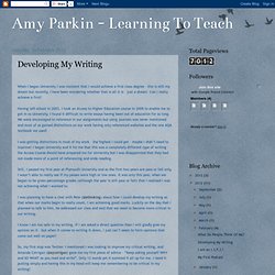 Developing My Writing