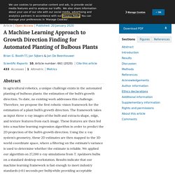 SCIENTIFIC REPORTS 20/01/20 A Machine Learning Approach to Growth Direction Finding for Automated Planting of Bulbous Plants
