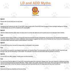 Learning Disability and ADD Myths