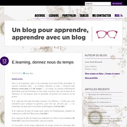 E.learning, temps et GRH