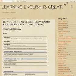 LEARNING ENGLISH IS GREAT!: HOW TO WRITE AN OPINION ESSAY (CÓMO ESCRIBIR UN ARTÍCULO DE OPINIÓN)