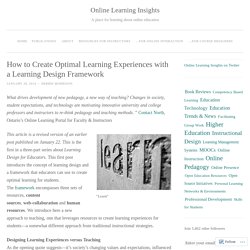 How to Create Optimal Learning Experiences with a Learning Design Framework