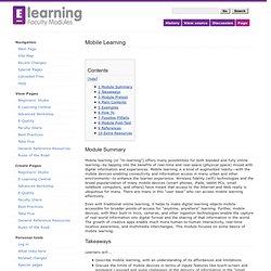 Mobile Learning - E-Learning Faculty Modules