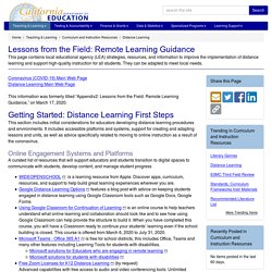 Lessons from the Field: Remote Learning Guidance - Distance Learning