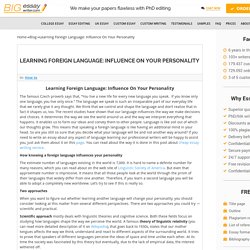 Learning Foreign Language: Influence On Your Personality