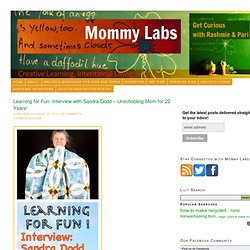 Learning for Fun: Interview with Sandra Dodd - Unschooling Mom for 22 Years!