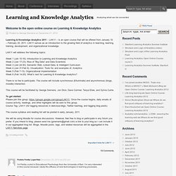 Welcome to the open online course on Learning & Knowledge Analytics