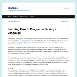 Learning How to Program – Picking a Langauge