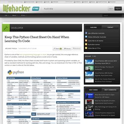 Keep This Python Cheat Sheet On Hand When Learning To Code