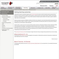 Setting learning outcomes - Staff - Macquarie University