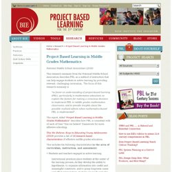 Project Based Learning in Middle Grades Mathematics