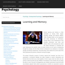 Learning and Memory - IResearchNet