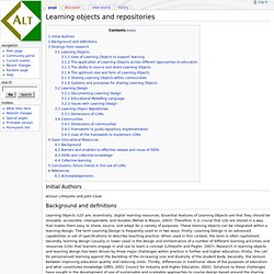 Learning objects and repositories - ALT_Wiki