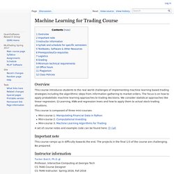 Machine Learning for Trading Course - Quantitative Analysis Software Courses