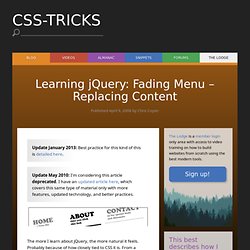 Learning jQuery: Fading Menu - Replacing Content