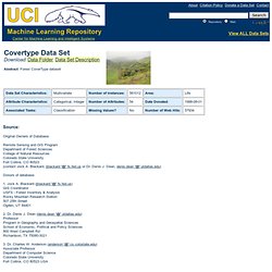 Machine Learning Repository: Covertype Data Set