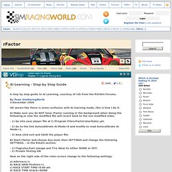 rFactor : AI Learning - Step by Step Guide (PC) : SimRacingWorld