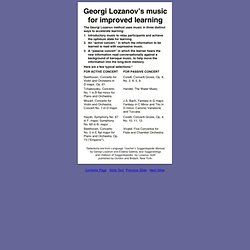Georgi Lozanov's music for easier learning. Language Teacher's Suggestopedic Manual, by Georgi Lozanov and Evalina Gateva