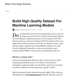 Build High Quality Dataset For Machine Learning Models