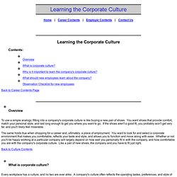 Learning the Corporate Culture