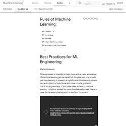 Rules of Machine Learning:  