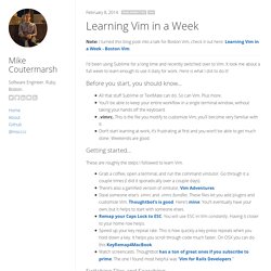 Learning Vim in a Week