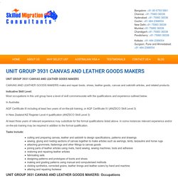 UNIT GROUP 3931 CANVAS AND LEATHER GOODS MAKERS