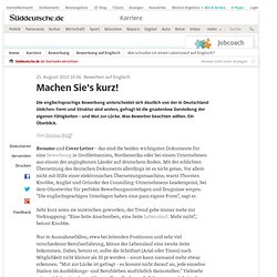 Bewerben auf Englisch - Machen Sie's kurz! - Karriere