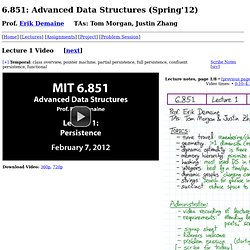 Lecture 1 in 6.851: Advanced Data Structures (Spring'12)