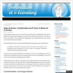 Notes de lecture : l’autoformation, par P. Carré, A. Moisan et D. Poisson