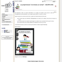 Le projet lecture "Je choisis un roman" - SEGPA 6/5A - College public Claude-Nicolas Ledoux DORMANS