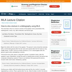How to Cite a Lecture - MLA Citation Guide - BibMe
