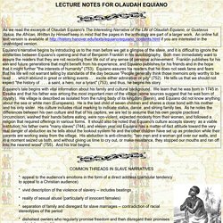 LECTURE NOTES FOR OLAUDAH EQUIANO