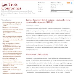 Lecture du rapport EMI de mai 2021 : où situer les profs docs dans l'échiquier du CLEMI ?