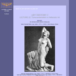 Lectures by Sandra J. Shaw - Le transcendental dans la sculpture hellénistique