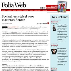 FoliaWeb: Sociaal leenstelsel voor masterstudenten