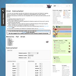 Legendary Pokémon - Stat Calculator