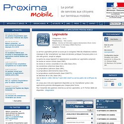 Légimobile sur Proxima Mobile : applications et services gratuits sur téléphone mobile pour les citoyens
