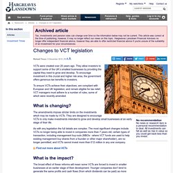 Changes to VCT legislation