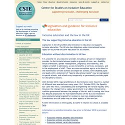 Legislation and guidance for inclusive education