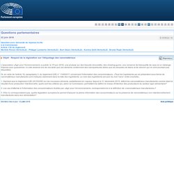 PARLEMENT EUROPEEN - Réponse à question E-005022-16 Respect de la législation sur l'étiquetage des nanomatériaux