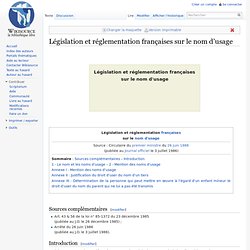 Législation et réglementation françaises sur le nom d’usage