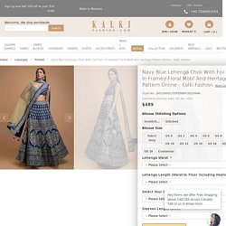 Navy Blue Lehenga Choli With Foil Print In Framed Floral Motif And Heritage Pattern