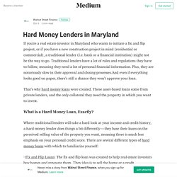 Hard Money Lenders in Maryland – Walnut Street Finance