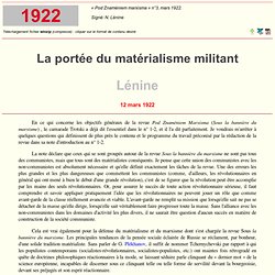 Lénine : La portée du matérialisme militant (1922)