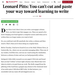 Leonard Pitts: You can't cut and paste your way toward learning to write