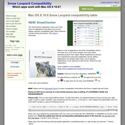 Snow Leopard Compatibility: Mac OS X 10.6 Snow Leopard Compatibi